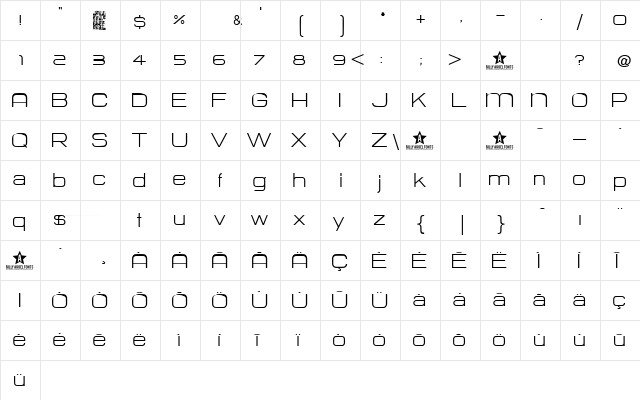 HURTMOLD_ Regular  glyph index