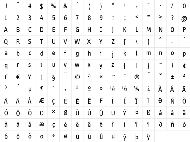 Info Web-Normal Regular  glyph index
