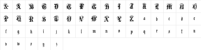 Anglo Text Regular  glyph index
