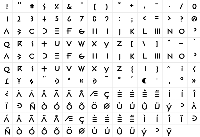 Gestalt HTF-Linear-Medium  glyph index