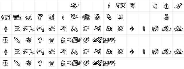 Myth Regular  glyph index