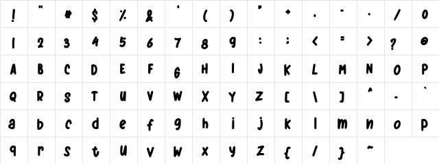 Gisela FREE Regular  glyph index
