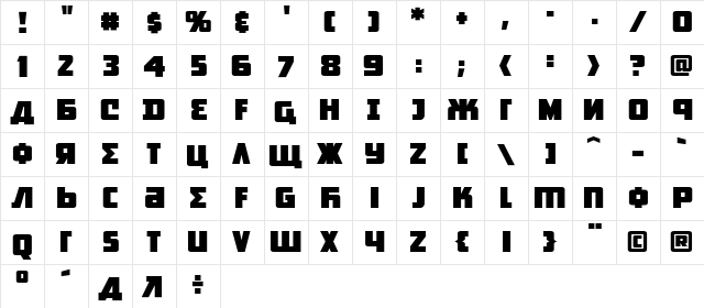 CCRedSquare Regular  glyph index