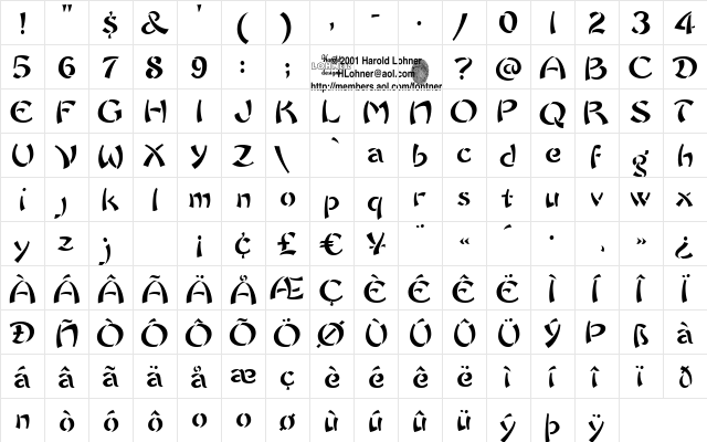 Chow Fun Regular  glyph index