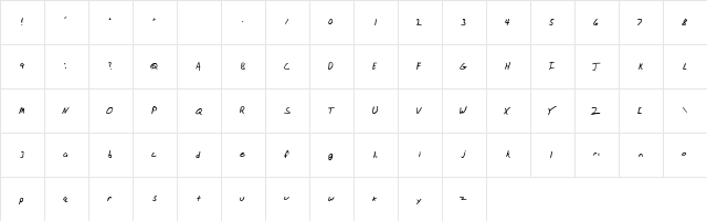 JHand Regular  glyph index