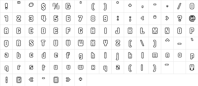 Cliperopen Regular  glyph index