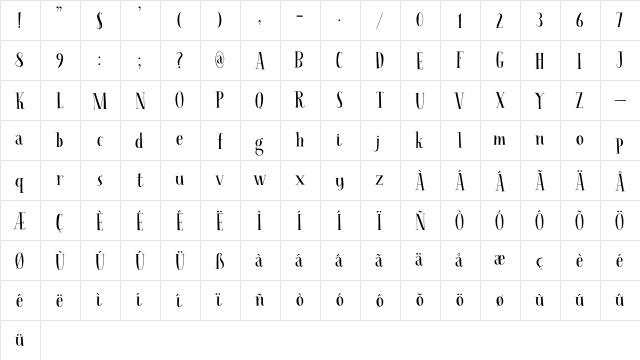 Seven Seas DEMO Regular  glyph index
