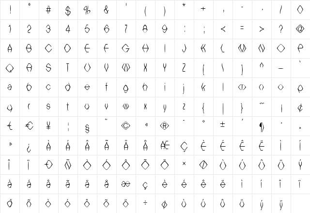 WitchesBrew Regular  glyph index