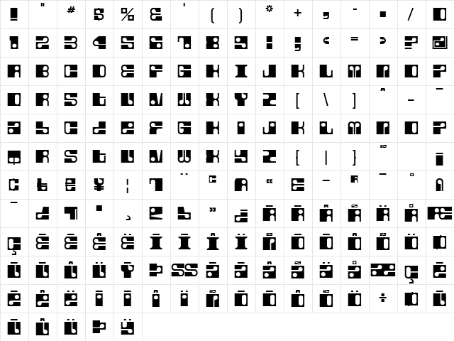 Fore Regular  glyph index