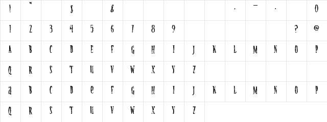 Atari Regular  glyph index