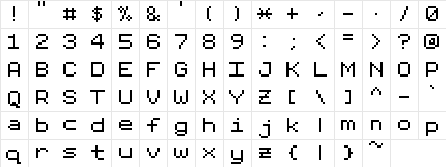 Jump None Regular  glyph index