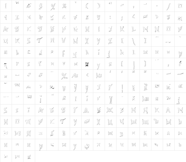 612KosheyLine Bold  glyph index