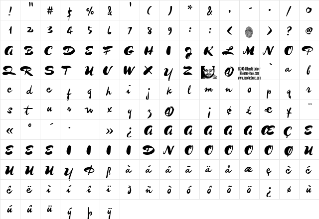 imitationTWO Regular  glyph index
