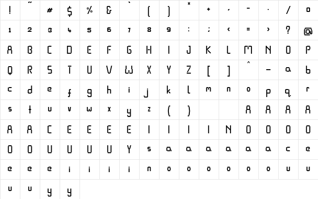 Pixel Rand Regular  glyph index