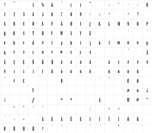 Amati .. Plain  glyph index