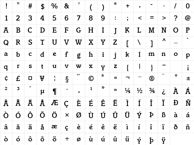 EnsembleMediumSSK Regular  glyph index