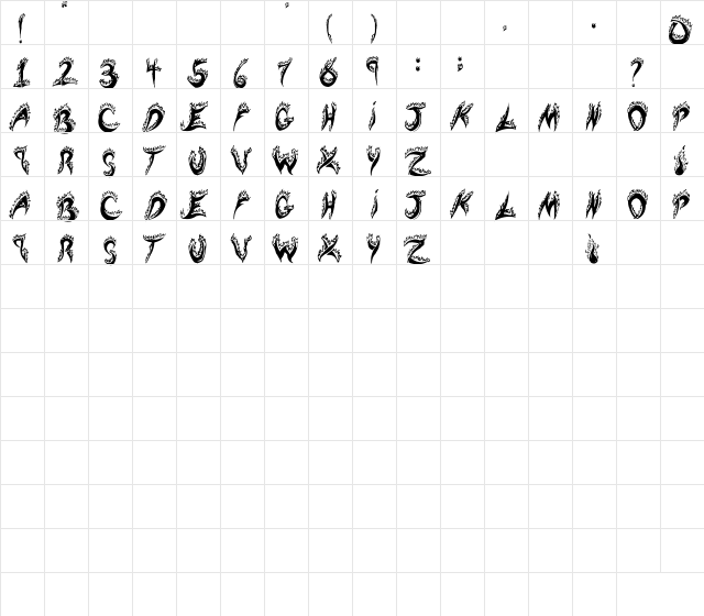 Flaming Tears Flaming Tears  glyph index