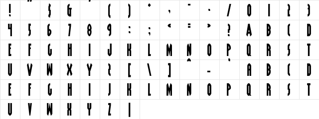 Grendel's Mother Regular  glyph index