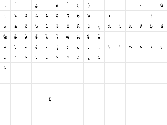 DownWind Cn Regular  glyph index