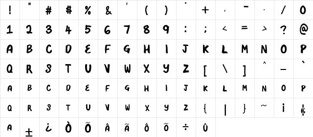 Relentless Regular  glyph index