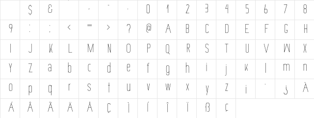 Allegro Regular  glyph index