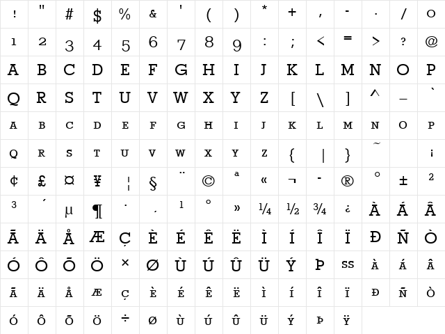 StymieSCTReg Regular  glyph index