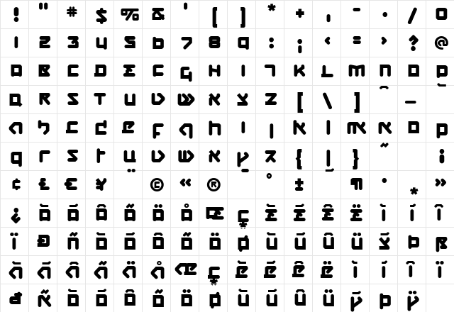 CQN-Molecular-Thermo Bold  glyph index