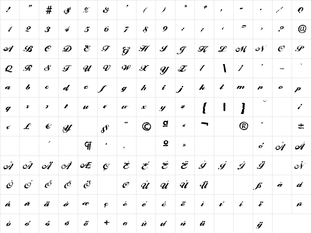 NicholasBeckerAntique-Black Regular  glyph index