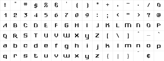Aragon Regular  glyph index