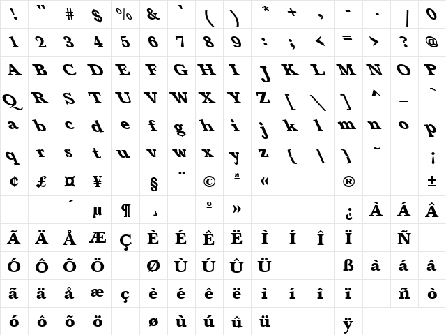 Think About It 2 Regular  glyph index