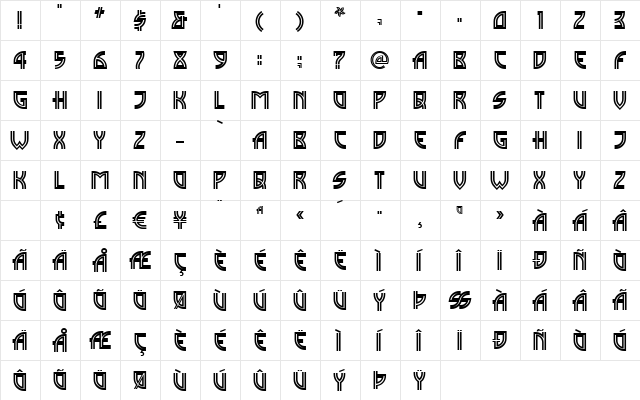 MadisonSquare Incised  glyph index