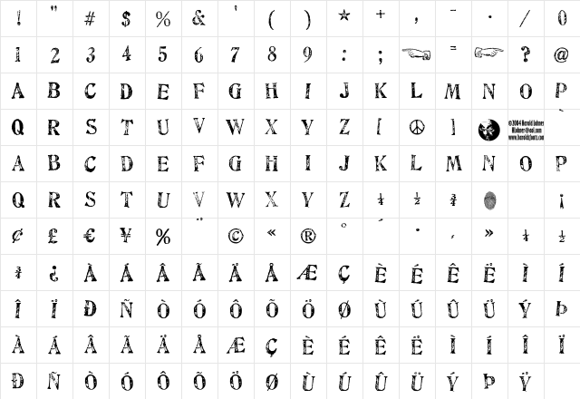 Artistamp Medium Jumbled Regular  glyph index