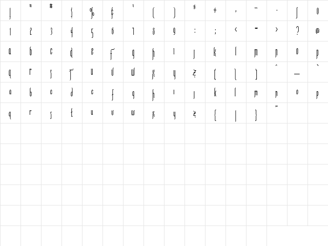 Christine 5 Regular  glyph index