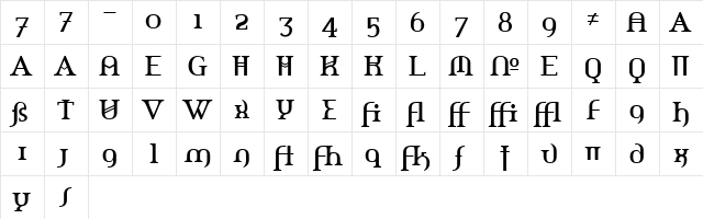 Amerika Alternates Regular  glyph index