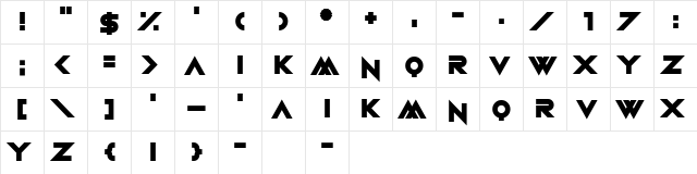 Amuse-Bouche Regular  glyph index