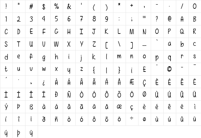Mf Really Awesome Regular  glyph index