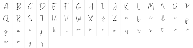 Pastelyn Demo Regular  glyph index