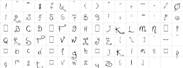 KissMeKissMeKissMe Demo Regular  glyph index