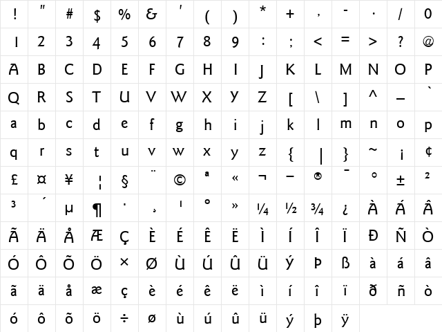 ITCGoudySans-Medium Medium  glyph index