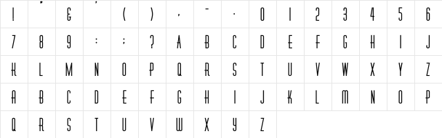 Diner-Fatt Regular  glyph index
