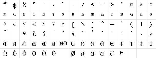 OLDER TTNORM Regular  glyph index