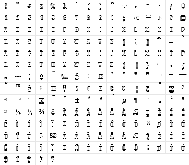 a_MeccanoB&W Regular  glyph index