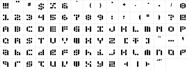 GUNJU Regular  glyph index