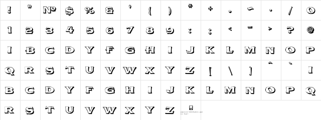 LHF Gilmore SHADOW Regular  glyph index