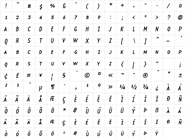 BaseTwelveSansSCI Regular  glyph index