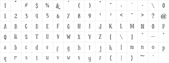 Fontastique Carved Regular  glyph index