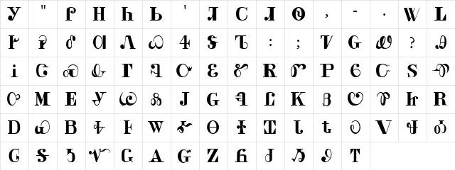 Cherokee Normal  glyph index