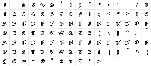 a_DexterOtlSpUp Regular  glyph index