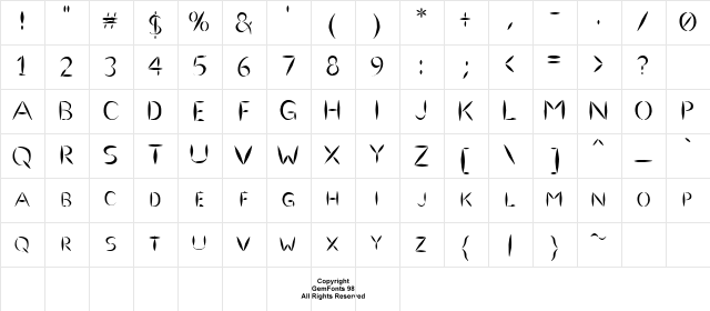 Ulse Freehand Regular  glyph index