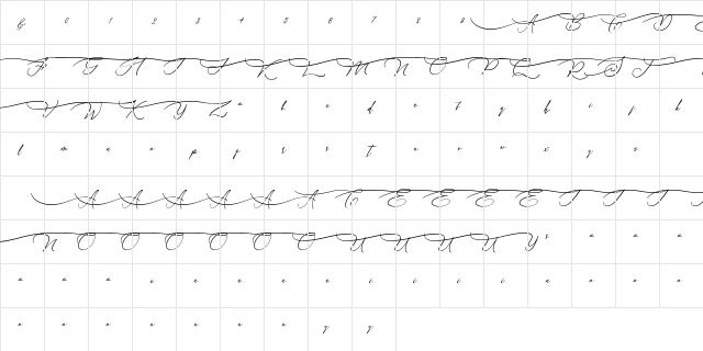 Sandrina Regular  glyph index